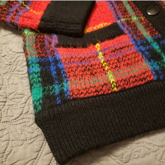 Vintage Tartan Plaid Red blue green Button Cardigan - Picture 5 of 16